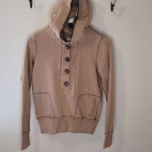 Y2K Heritage Pullover Hooded Long Sleeved Sweatshirt Faux Fur Lined Hood Size S